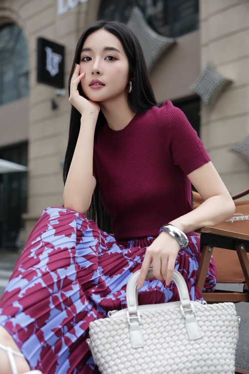 Sixdo Silk Flared Skirt